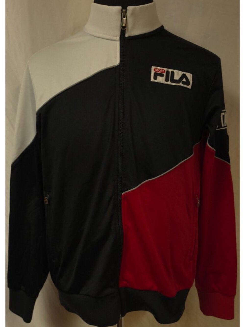 VTG Fila Sport Italia Track Jacket Colorblock Red Black White Mens Size Medium
